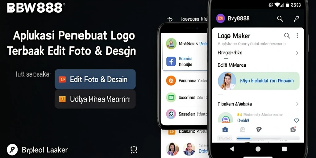Tampilan antarmuka BW888 yang intuitif untuk pembuatan logo.