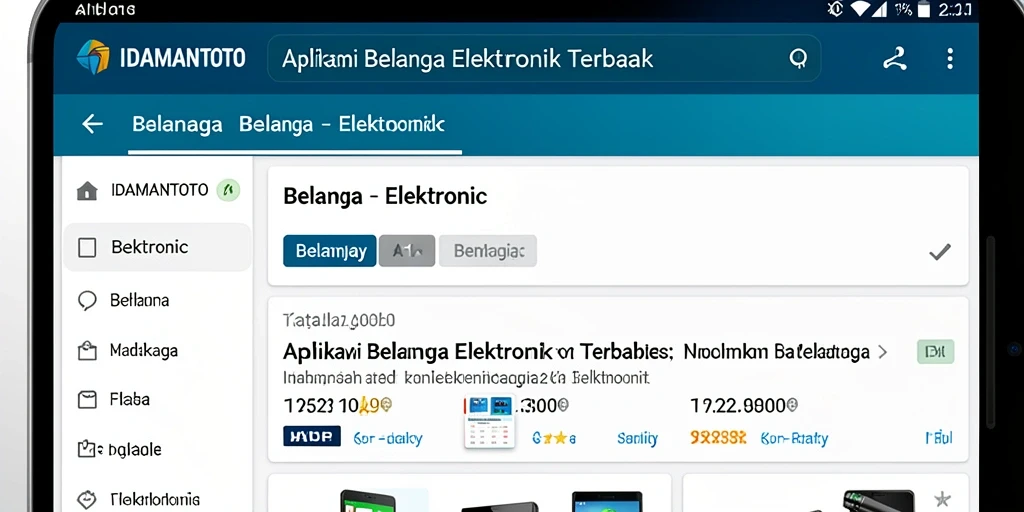 Screenshot antarmuka pengguna aplikasi IDAMANTOTO yang menampilkan berbagai produk elektronik.
