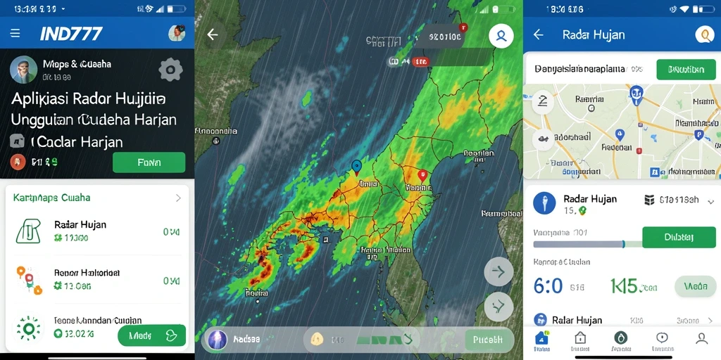 Tampilan antarmuka aplikasi Radar Hujan IND777 yang informatif.