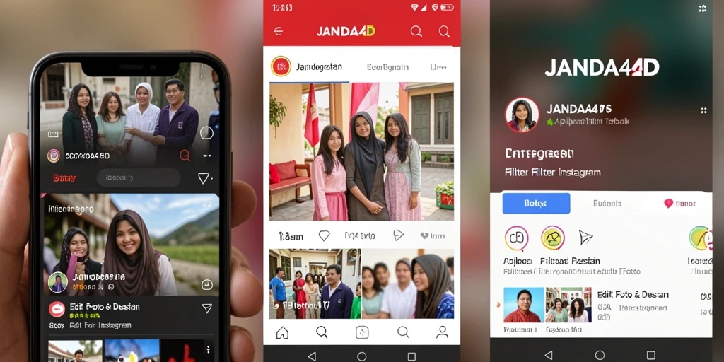 Tampilan antarmuka pengguna JANDA4D untuk edit foto dengan filter Instagram.