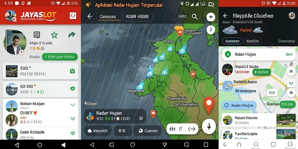 Antarmuka aplikasi JAYASLOT menampilkan peta radar hujan yang jelas dan informatif.