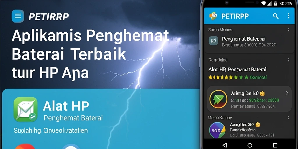 Tampilan antarmuka aplikasi Penghemat Baterai PETIRRP yang modern dan intuitif.