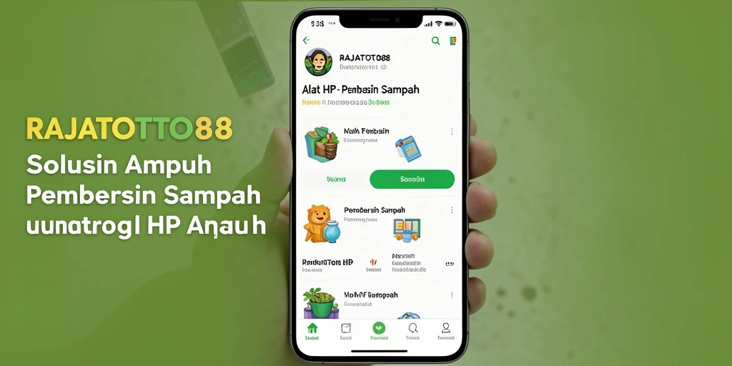 Tampilan antarmuka aplikasi Pembersih Sampah RAJATOTO88 yang modern.