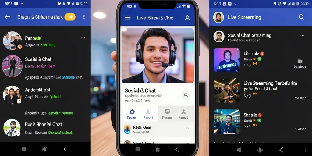 Antarmuka aplikasi RR33 saat Live Streaming dengan fungsi chat aktif.