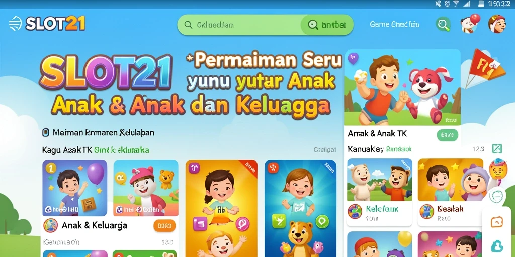 Tampilan antarmuka SLOT21 yang ceria dan menarik untuk anak-anak.