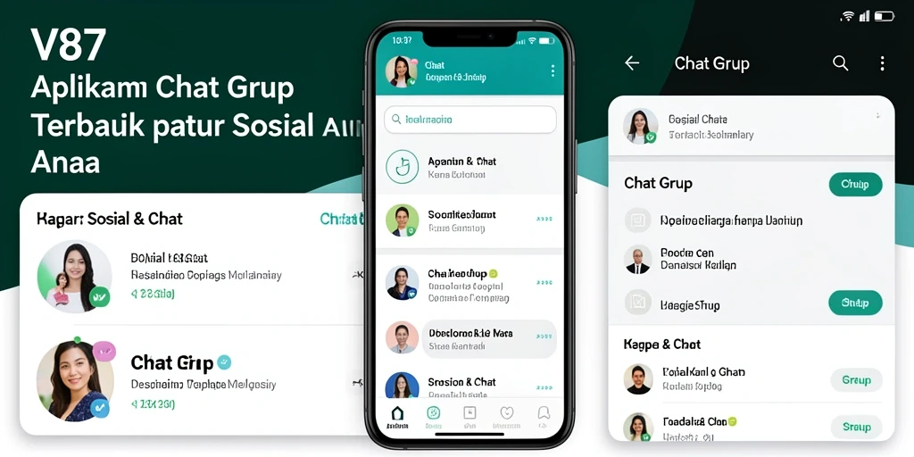 Antarmuka sederhana dan menarik dari aplikasi Chat Grup V87.
