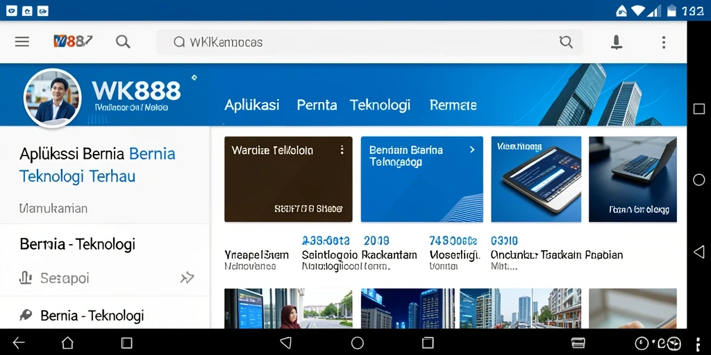 Tampilan antarmuka aplikasi WK888 yang modern dan informatif.